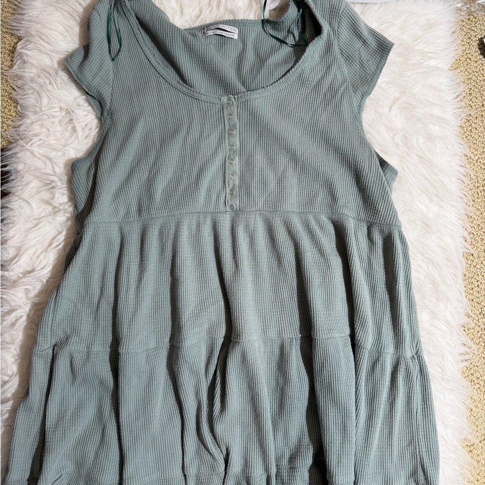 Urban Outfitters XXXL Waffle Knit Dress Short Sleeve Tiered Body - Picture 2 of 5